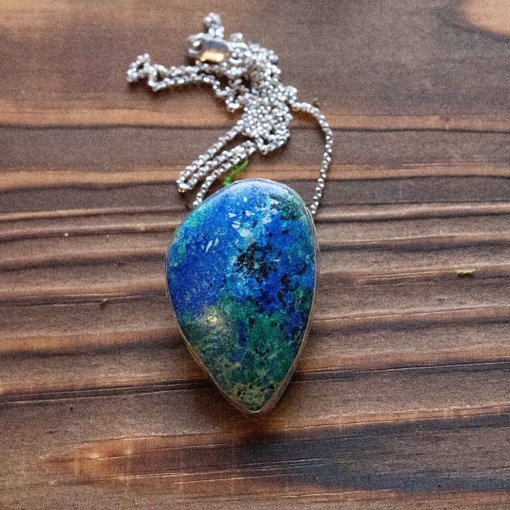 Azurite and Malachite Gemstone Pendant